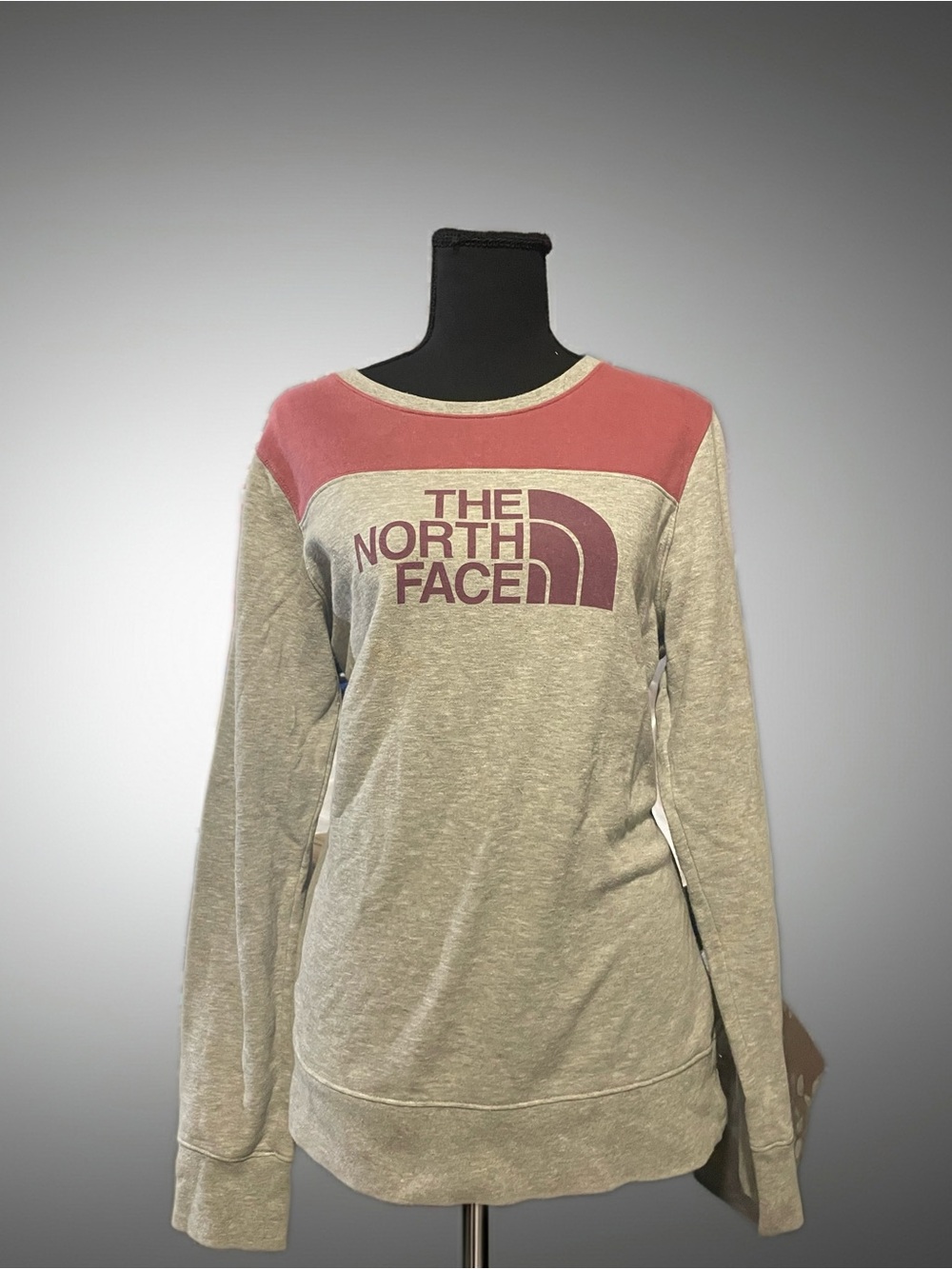 The North Face Heather Plum Sweatshirt with Rose Pink Yoke & Logo